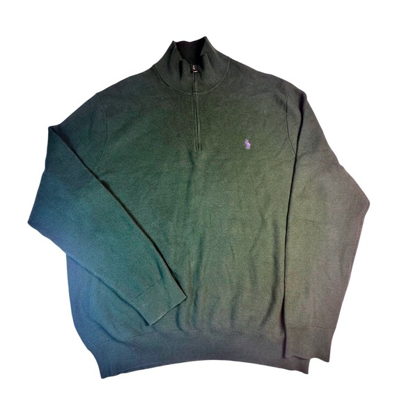 Polo Ralph Lauren Other - Polo Ralph Lauren Mens XXL Green Cotton Quarter Zip Pullover Sweater Pony